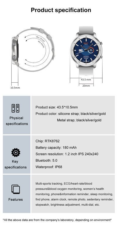 SMARTWATCH Pacific 17-2 Bransoleta - srebrna + dodatkowy PASEK (sy010b)