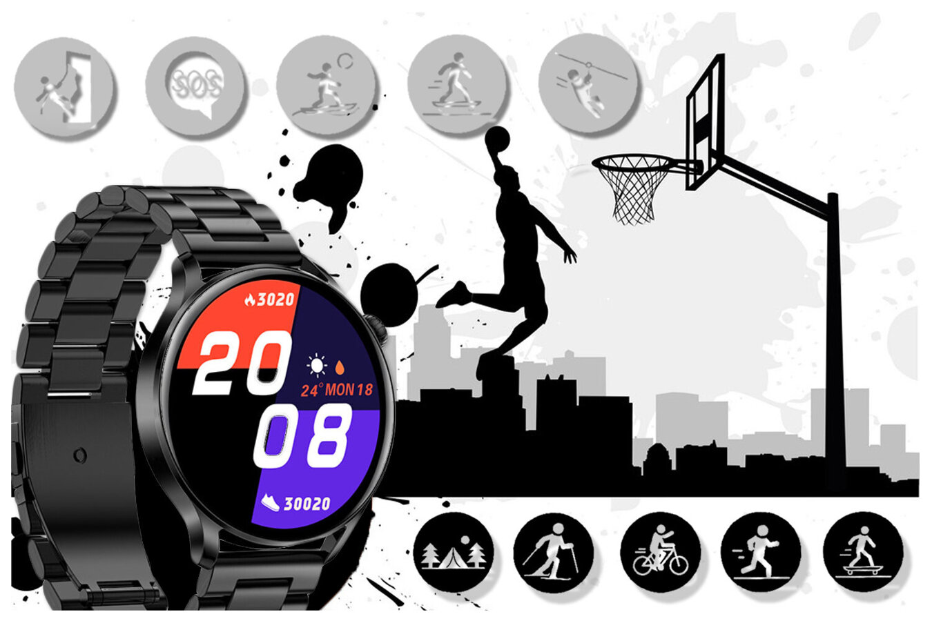 SMARTWATCH Rubicon RNCE81 - CONNECTIONS, PULSOKSYMETER (sr045c)