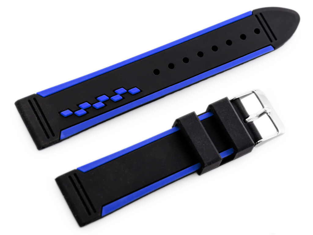 U06 rubber watch strap - black/black - 24mm