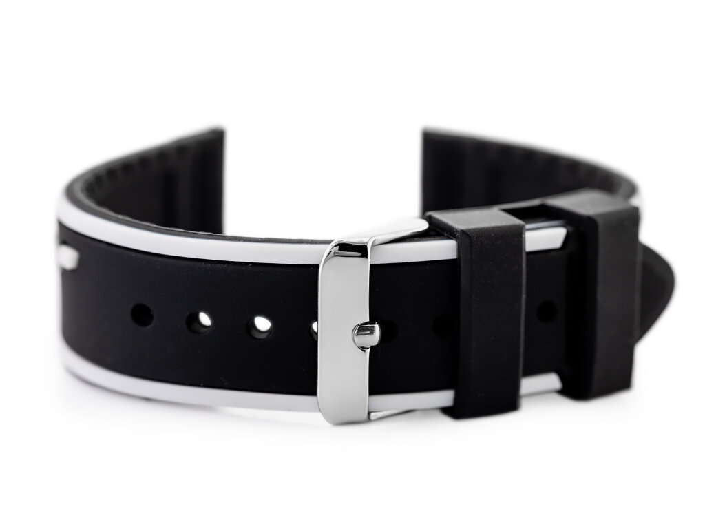 U06 rubber watch strap - black/white - 24mm