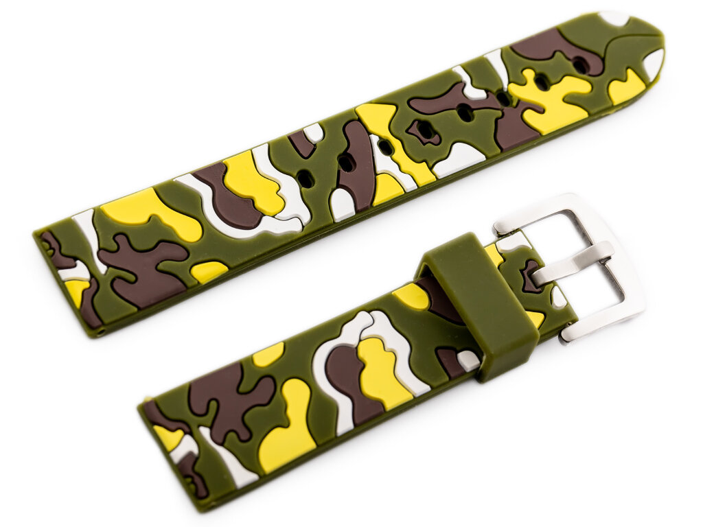 U13 rubber watch strap - olive/yellow-moro - 20mm