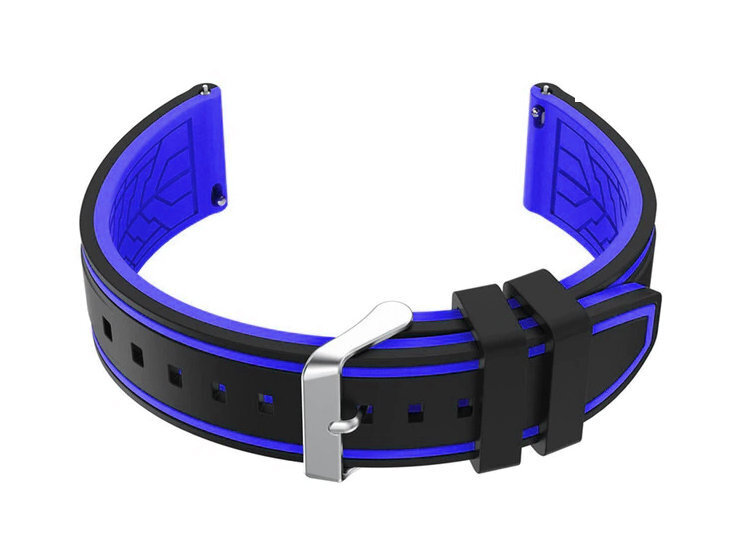 U14 rubber watch strap - black/blue - 22mm