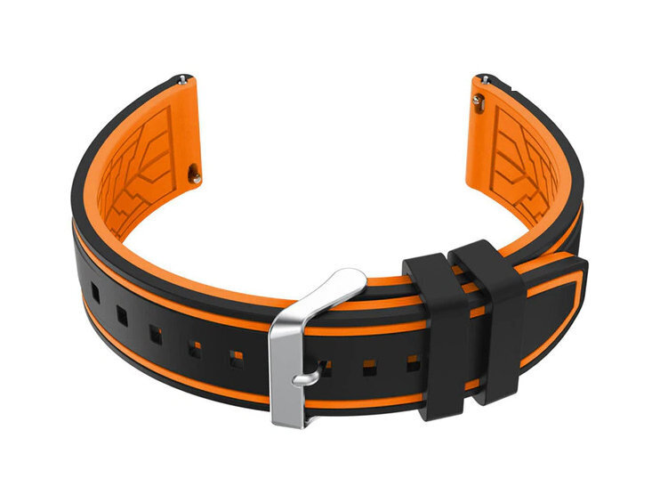 U14 rubber watch strap - black/orange - 20mm