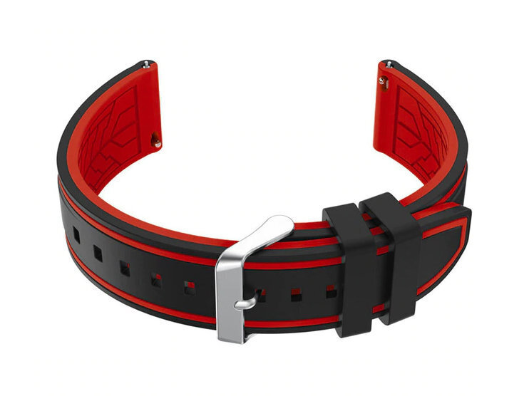 U14 rubber watch strap - black/red - 20mm