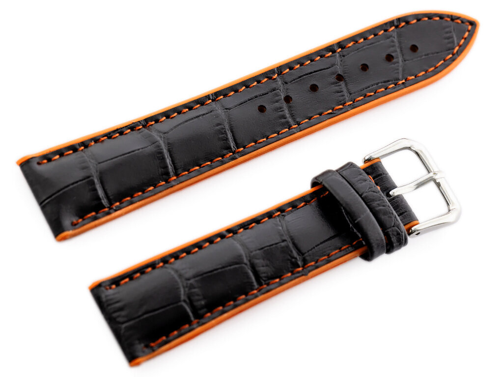 U18 rubber watch strap - black/orange - 20mm