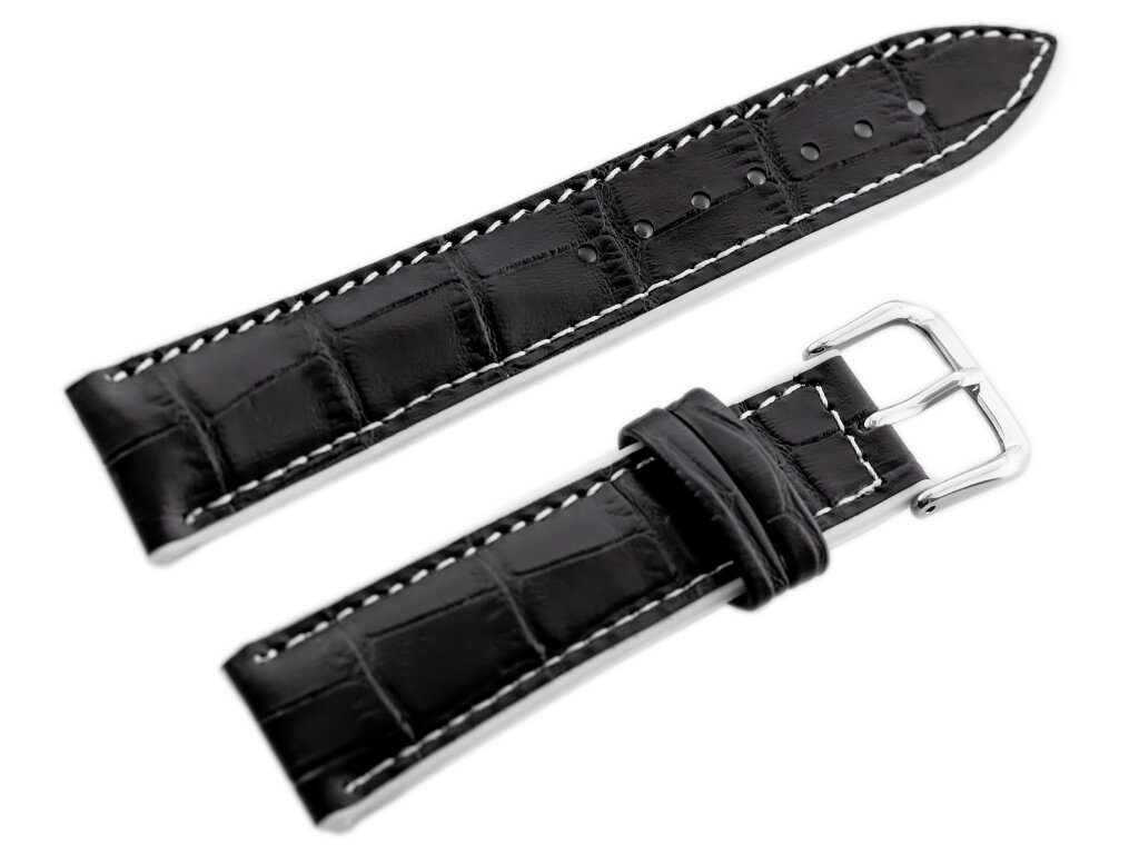 U18 rubber watch strap - black/white - 22mm