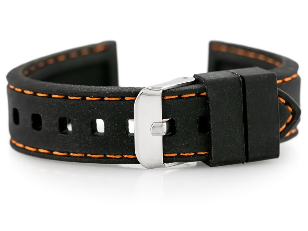 U20 rubber watch strap - black/orange 18mm