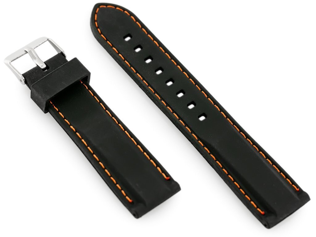 U20 rubber watch strap - black/orange 22mm