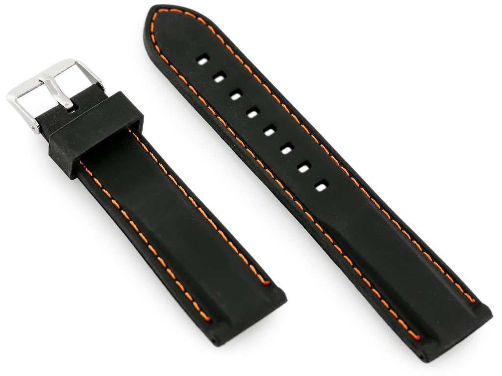 U20 rubber watch strap - black/orange 28mm