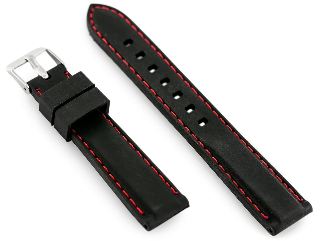 U20 rubber watch strap - black/red 20mm