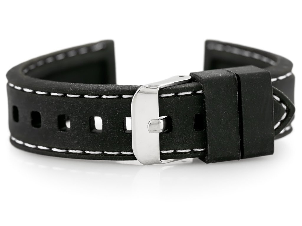 U20 rubber watch strap - black/white 18mm