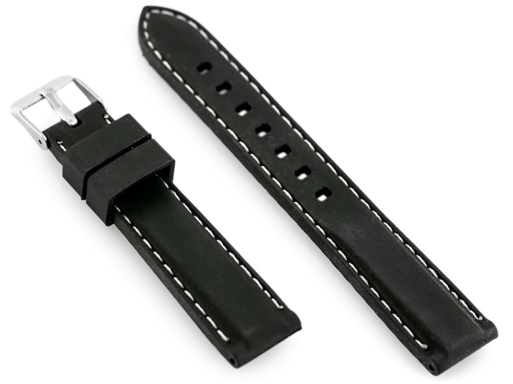 U20 rubber watch strap - black/white 18mm