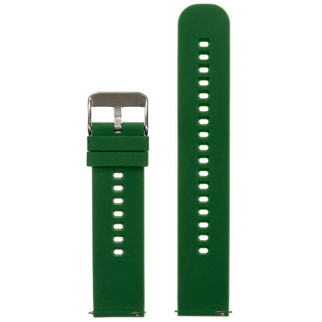 U27 rubber watch strap - dark green/silver - 20mm