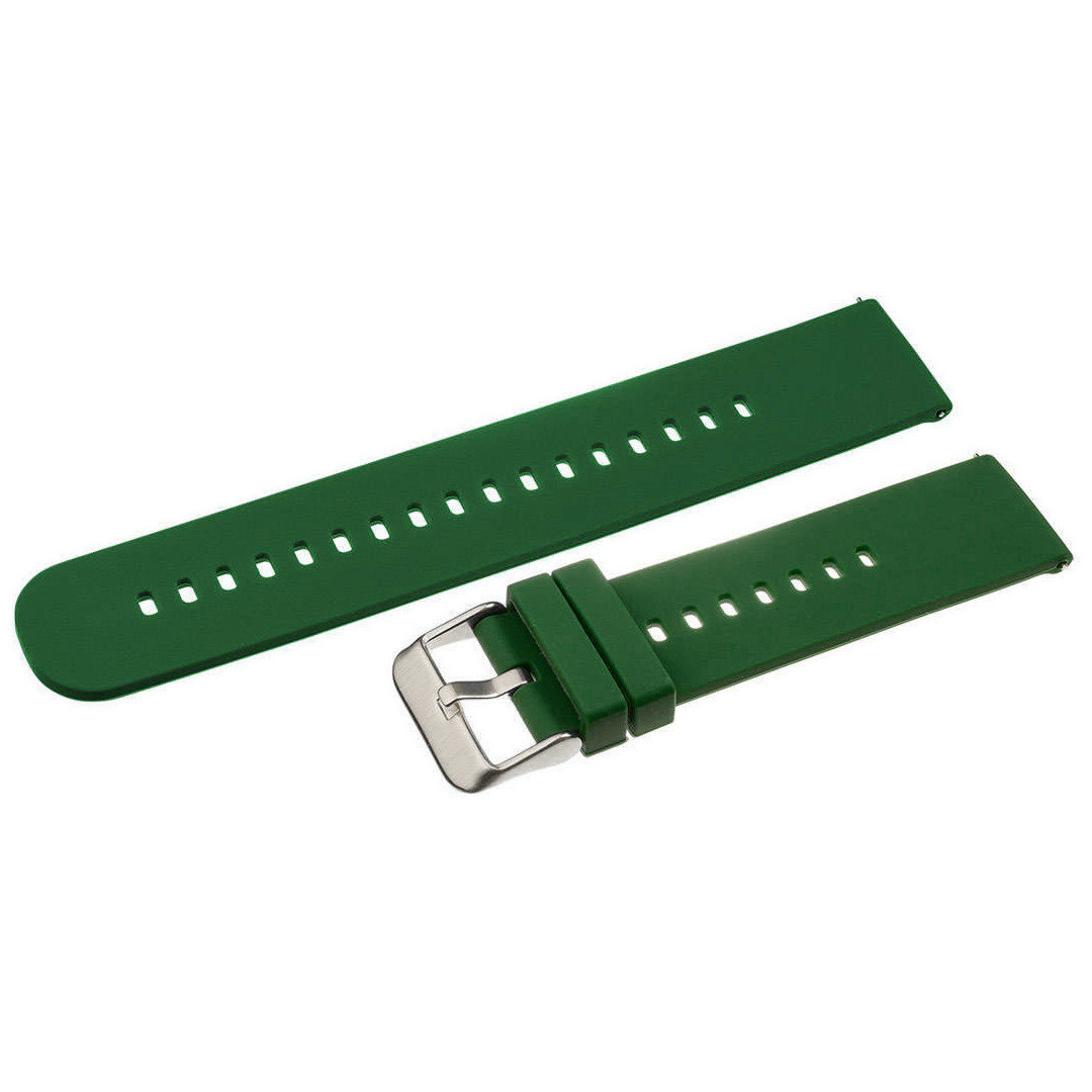 U27 rubber watch strap - dark green/silver - 20mm