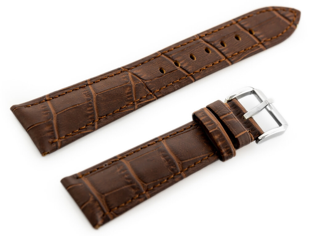 W06 leather watch strap - dark brown - 18mm