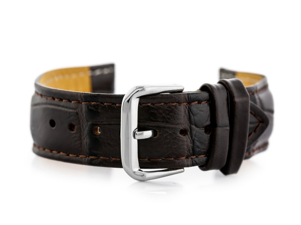 W102L dark brown leather watch strap - 22mm