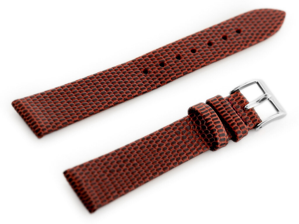 W107 leather watch strap - red/sr. 16mm