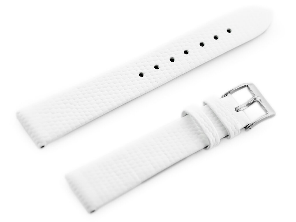 W107 leather watch strap - white/sr. 12mm