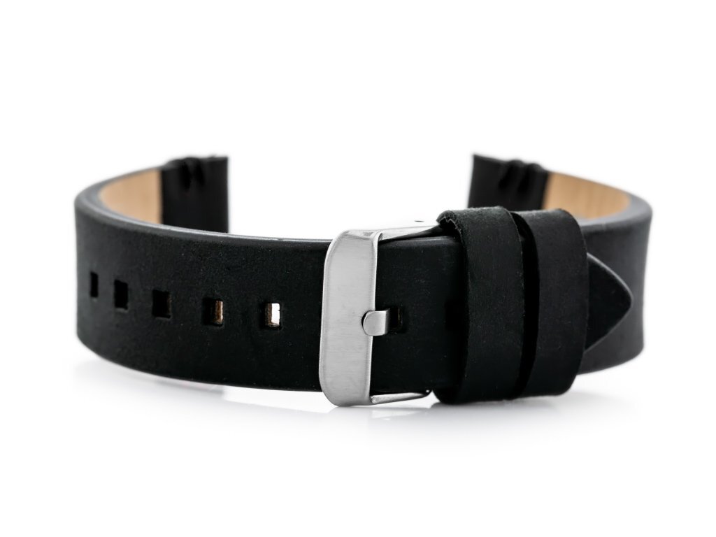 W110 leather watch strap - black - 20mm