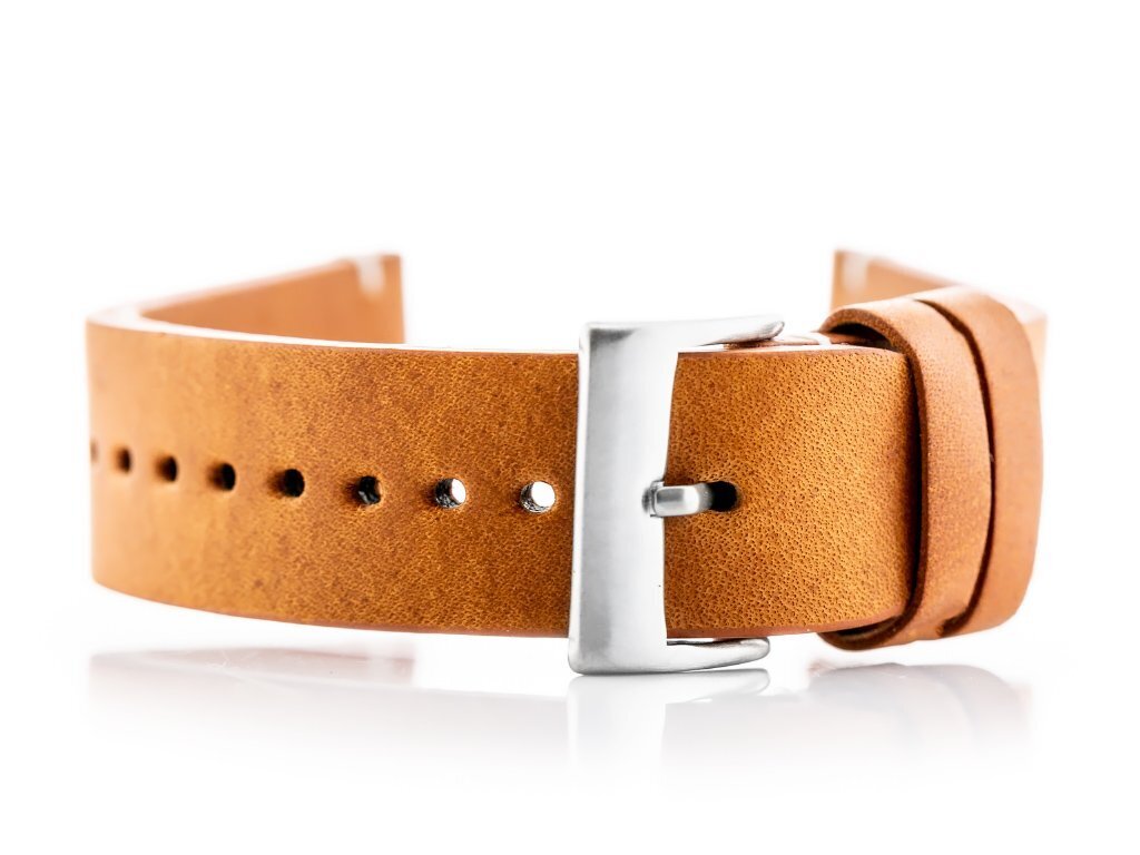 W118 leather watch strap - camel - 24mm