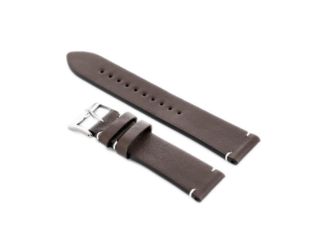 W118 leather watch strap - dark brown - 24mm