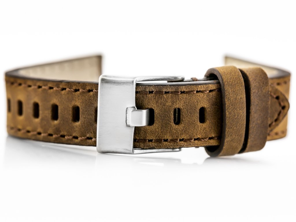 W25 leather watch strap - brown - 22mm