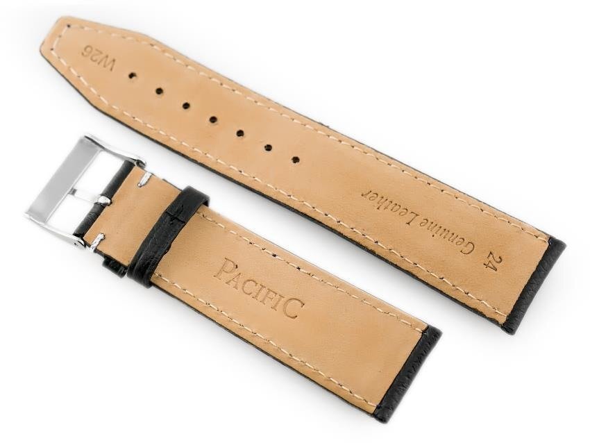 W26 leather watch strap - PREMIUM - black/white - 22mm