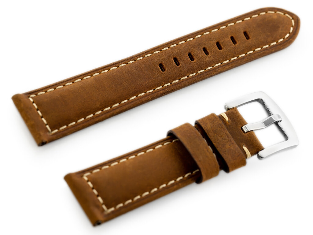 W29 leather watch strap - dark brown 24mm