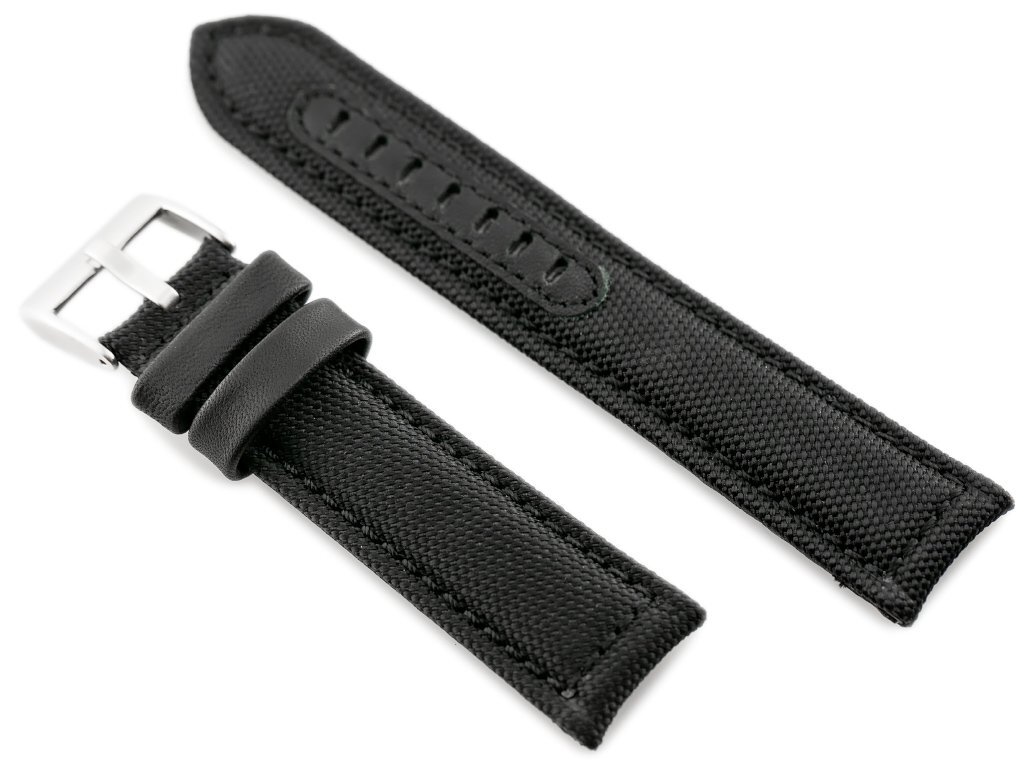 W34 leather watch strap - PREMIUM - black/black - 26mm