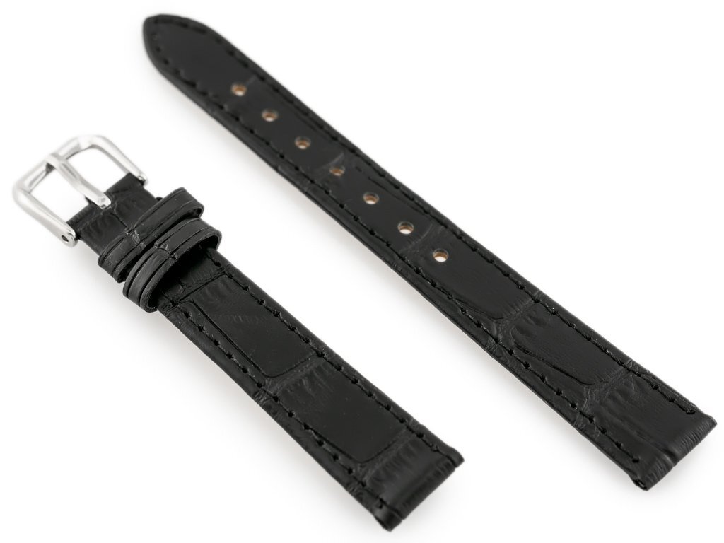 W41 leather watch strap - black - 12mm