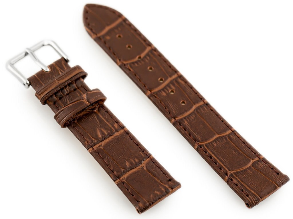 W41 leather watch strap - dark brown - 20mm