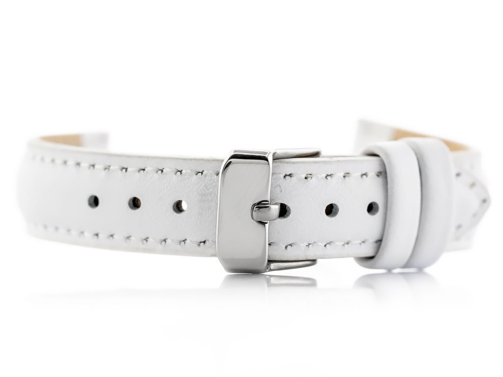 W46 leather watch strap - white - 12mm