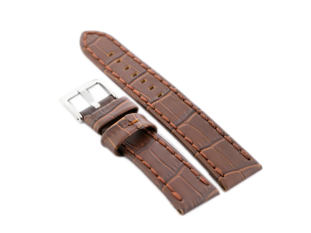 W49 leather watch strap - dark brown - 24mm