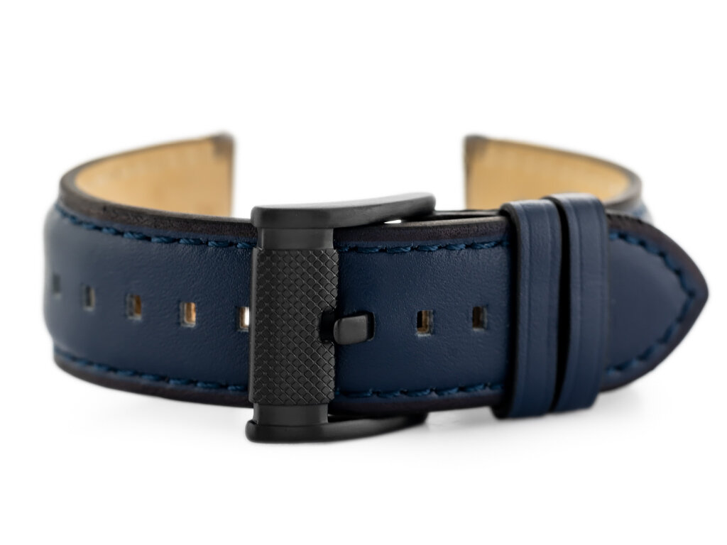 W56 leather watch strap - navy blue - 20mm