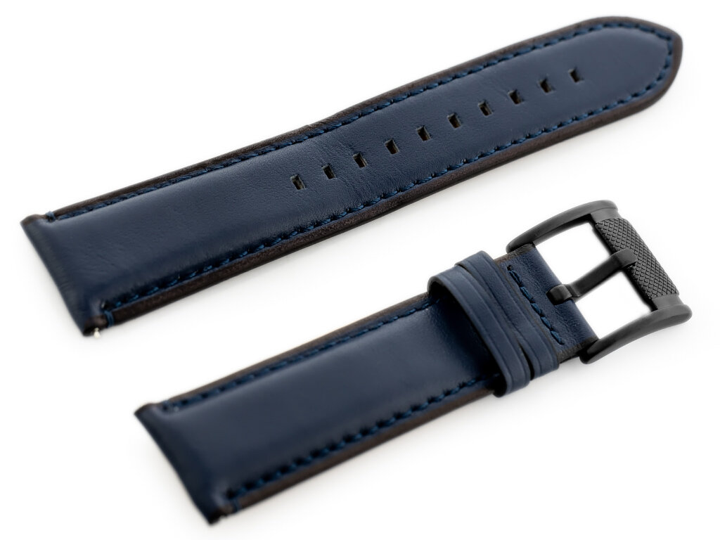 W56 leather watch strap - navy blue - 20mm