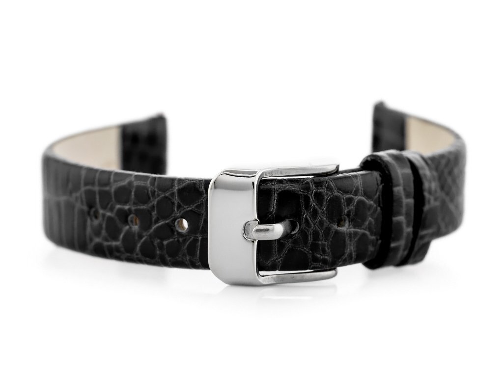 W57 leather watch strap - black - 12mm