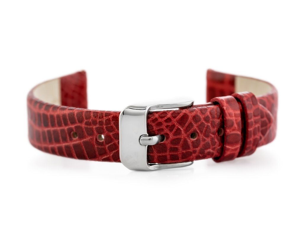 W57 leather watch strap - red - 14mm