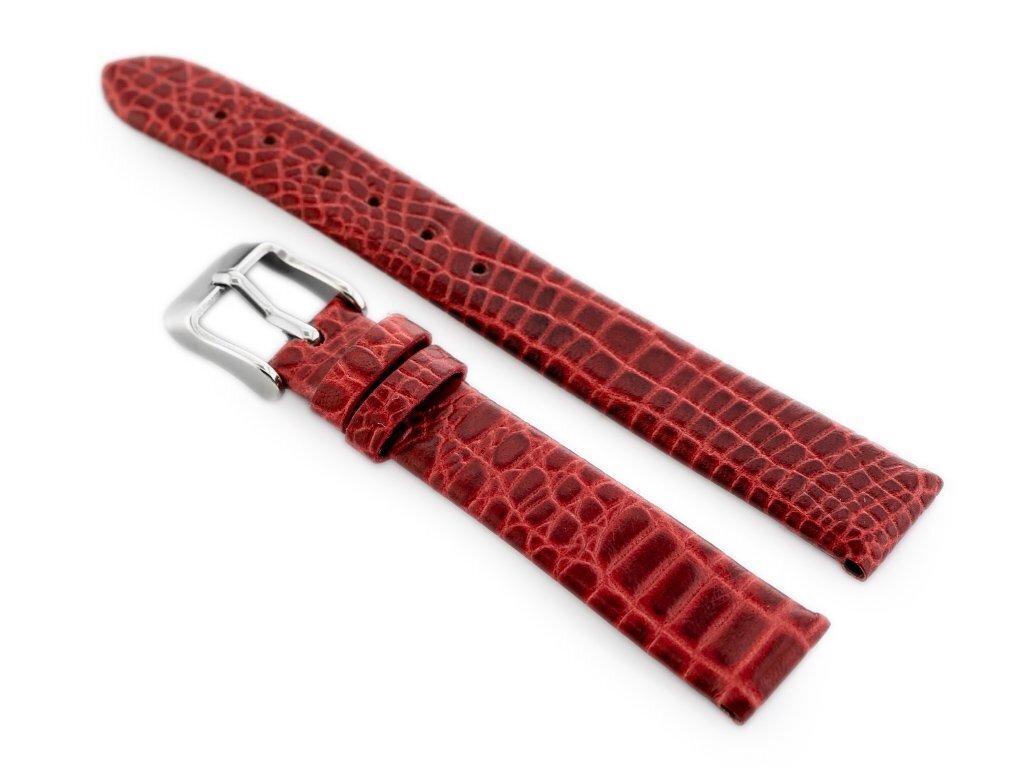 W57 leather watch strap - red - 14mm