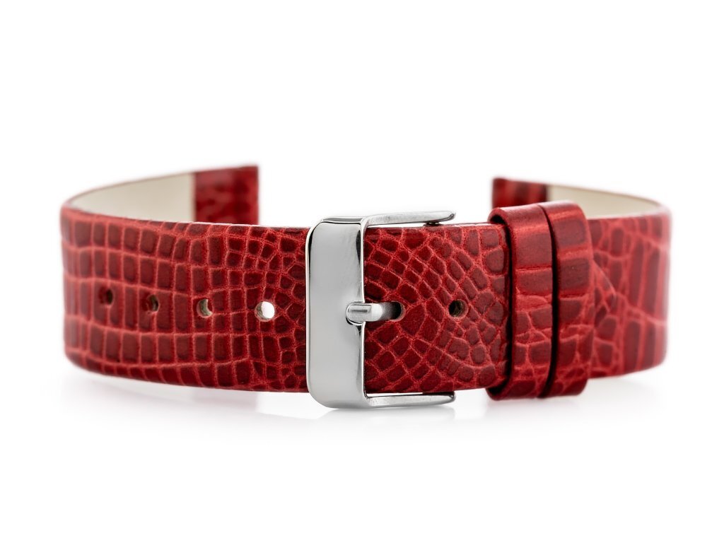 W57 leather watch strap - red - 18mm