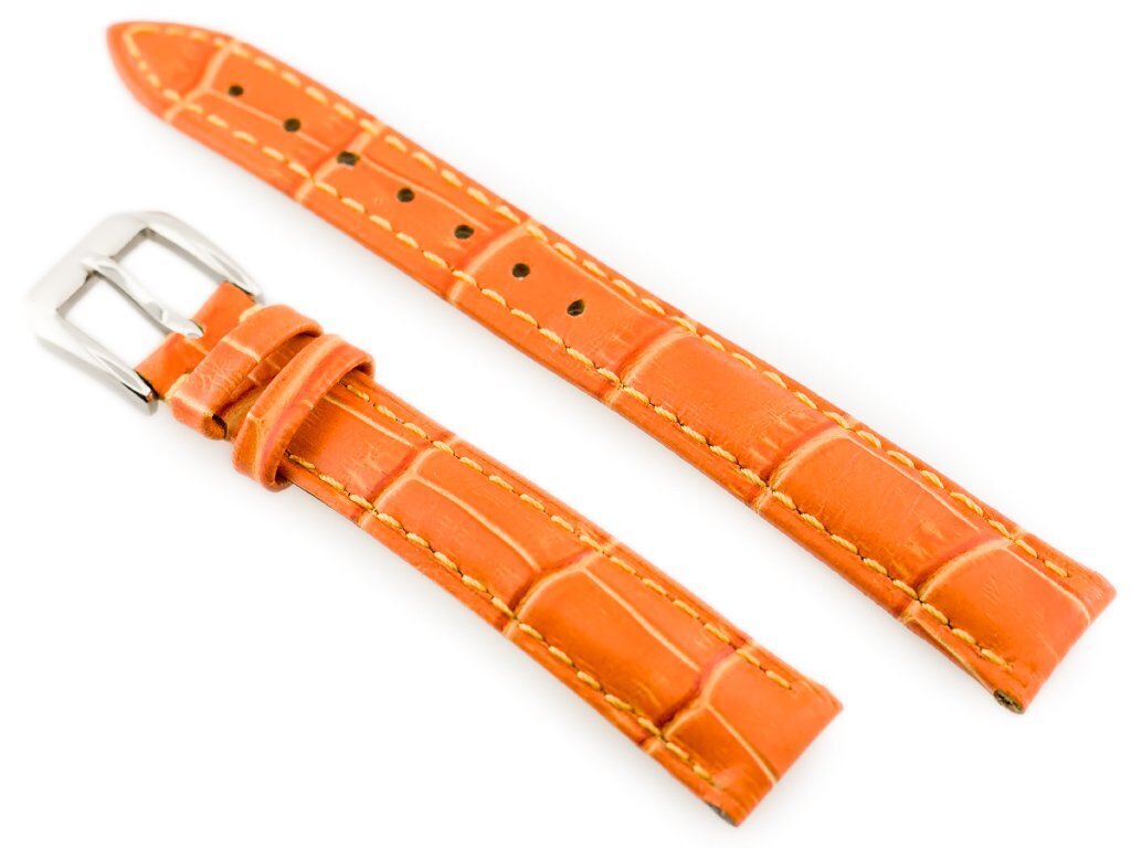 W64 leather watch strap - orange 16mm