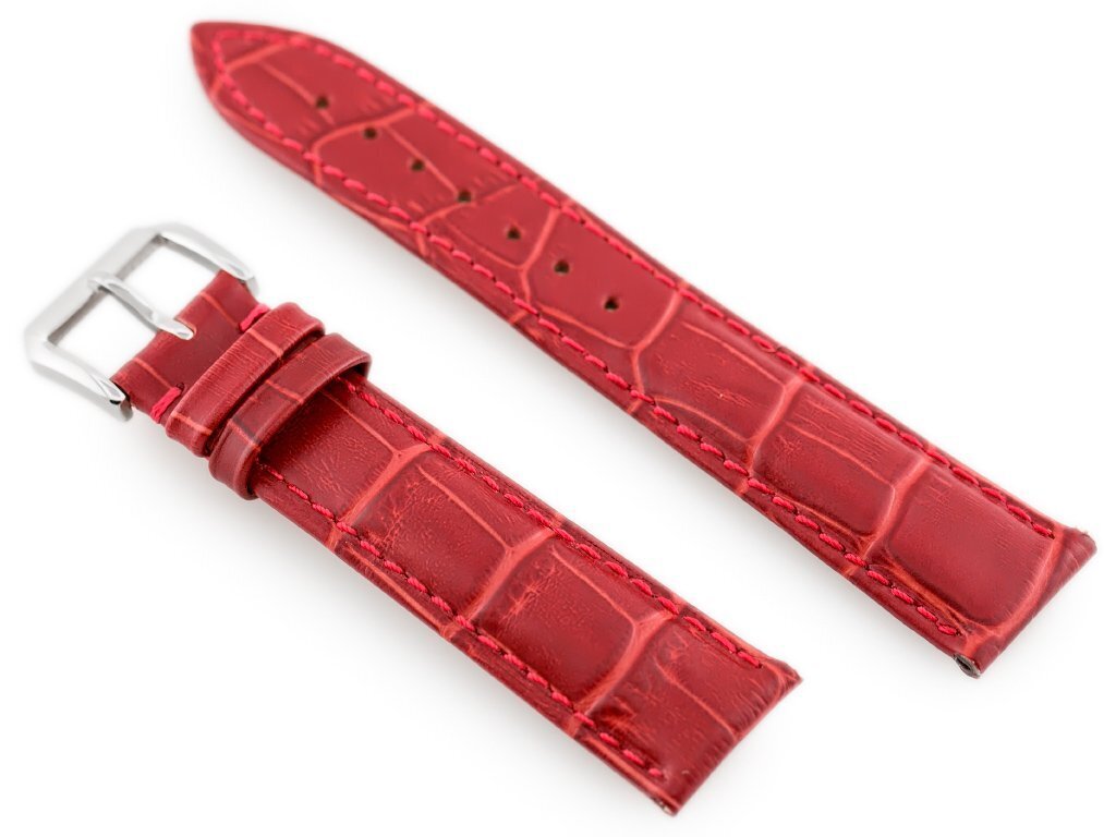 W64 leather watch strap - red - 22mm