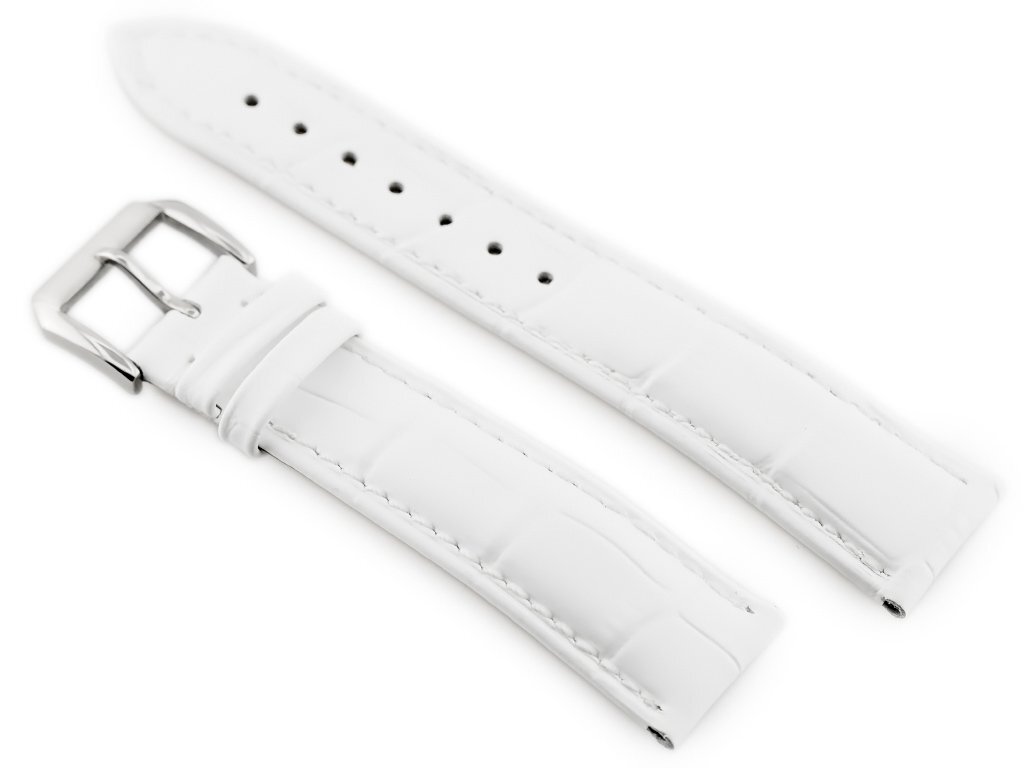 W64 leather watch strap - white - 22mm