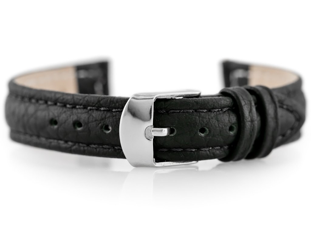 W71 leather watch strap - black - 14mm