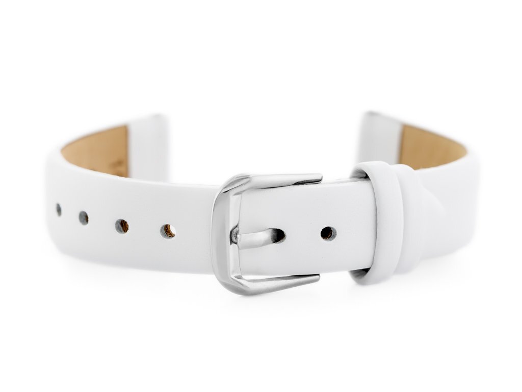 W76 leather watch strap - white - 14mm