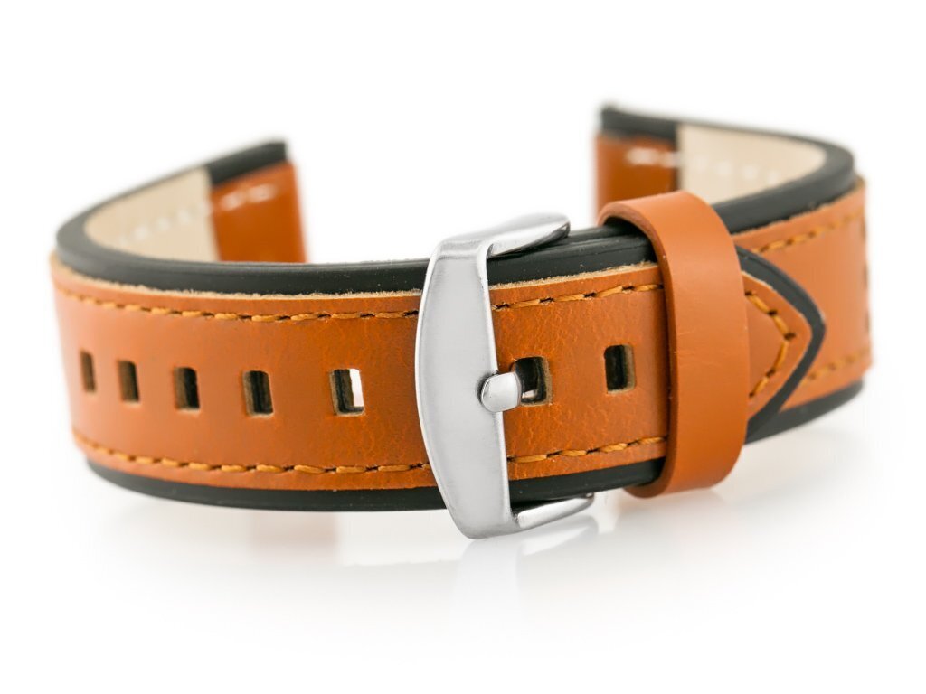 W80 brown/black 20mm leather watch strap