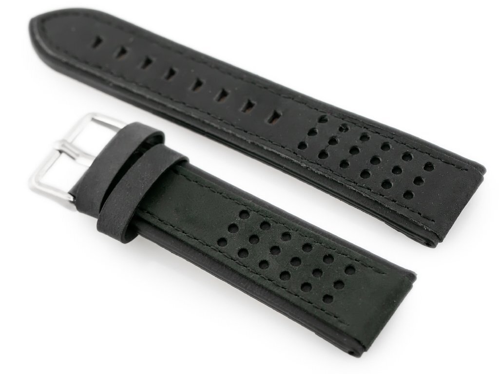 W80 leather watch strap - black - 20mm