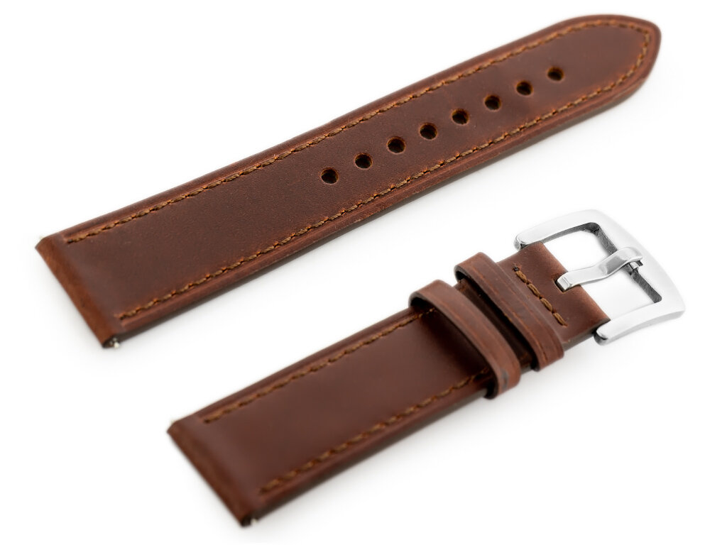 W81 leather watch strap - dark brown - 22mm