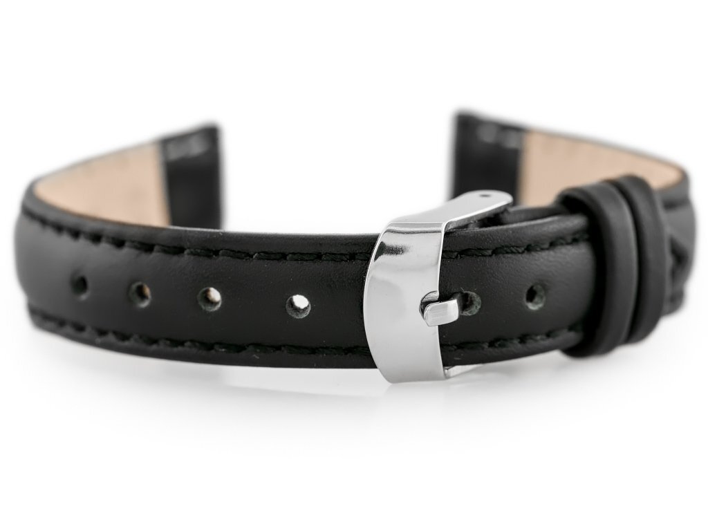 W83 leather watch strap - black - 14mm