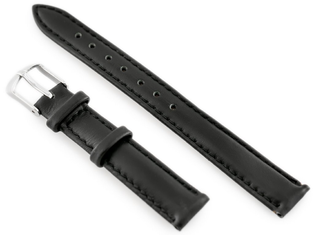 W83 leather watch strap - black - 16mm