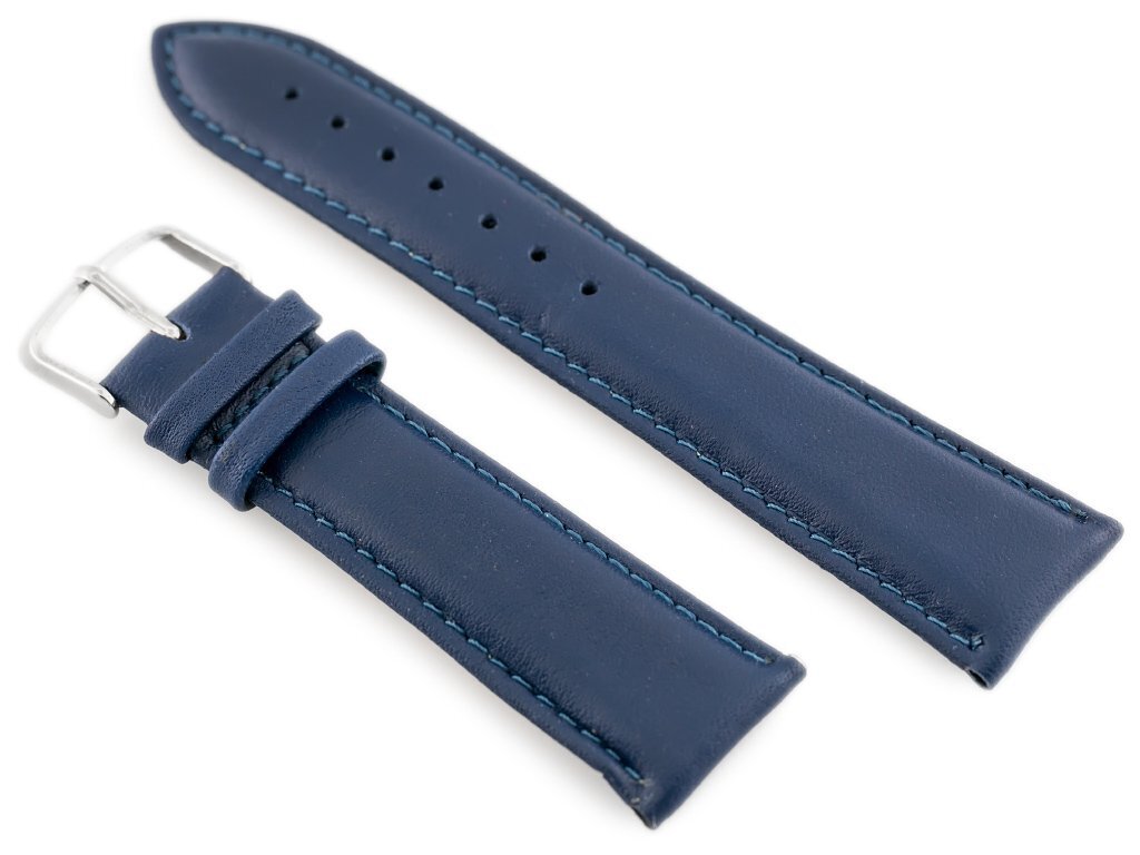 W83 leather watch strap - navy blue - 24mm